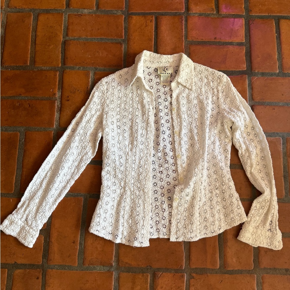 Chic white Lace Button-Up Top